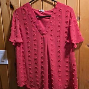 JODIFL Red Textured Blouse S